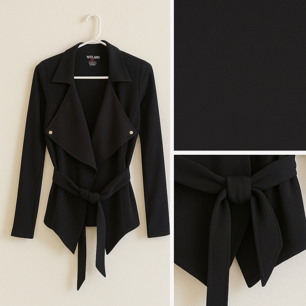 Red Snap Black Blazer with Classic Lapel and Tailored Fit